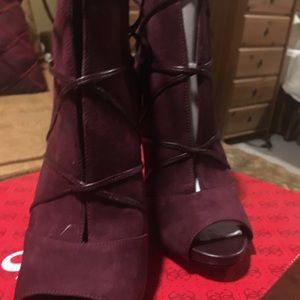 Brand new red suede booties